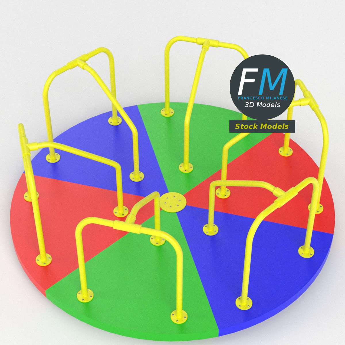 Playground merry-go-round 2 3D model_2
