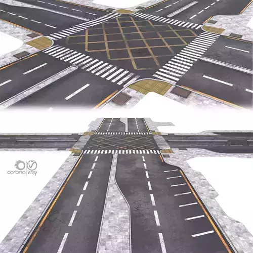 Road 01 Low-poly 3D model