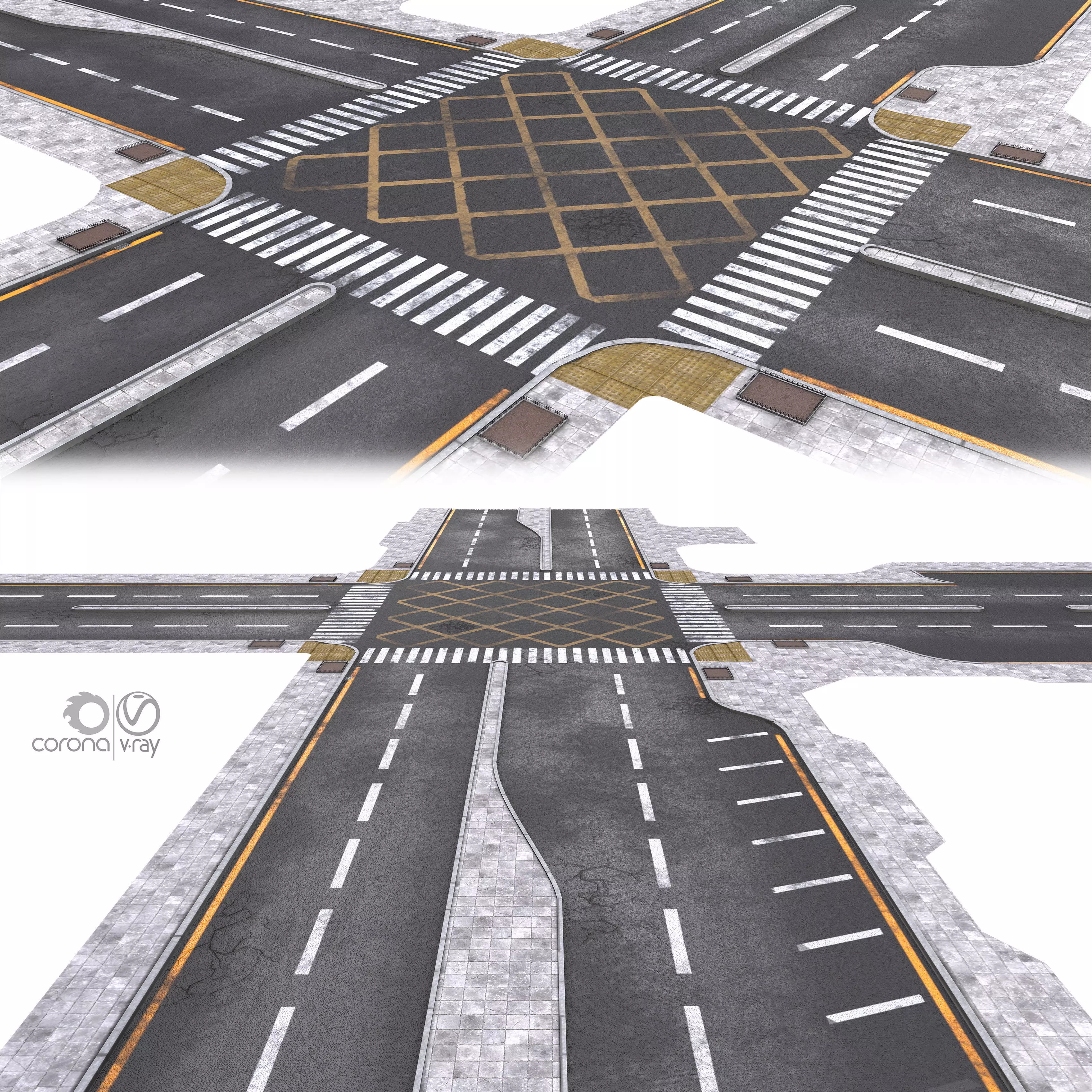 Road 01 Low-poly 3D model_0