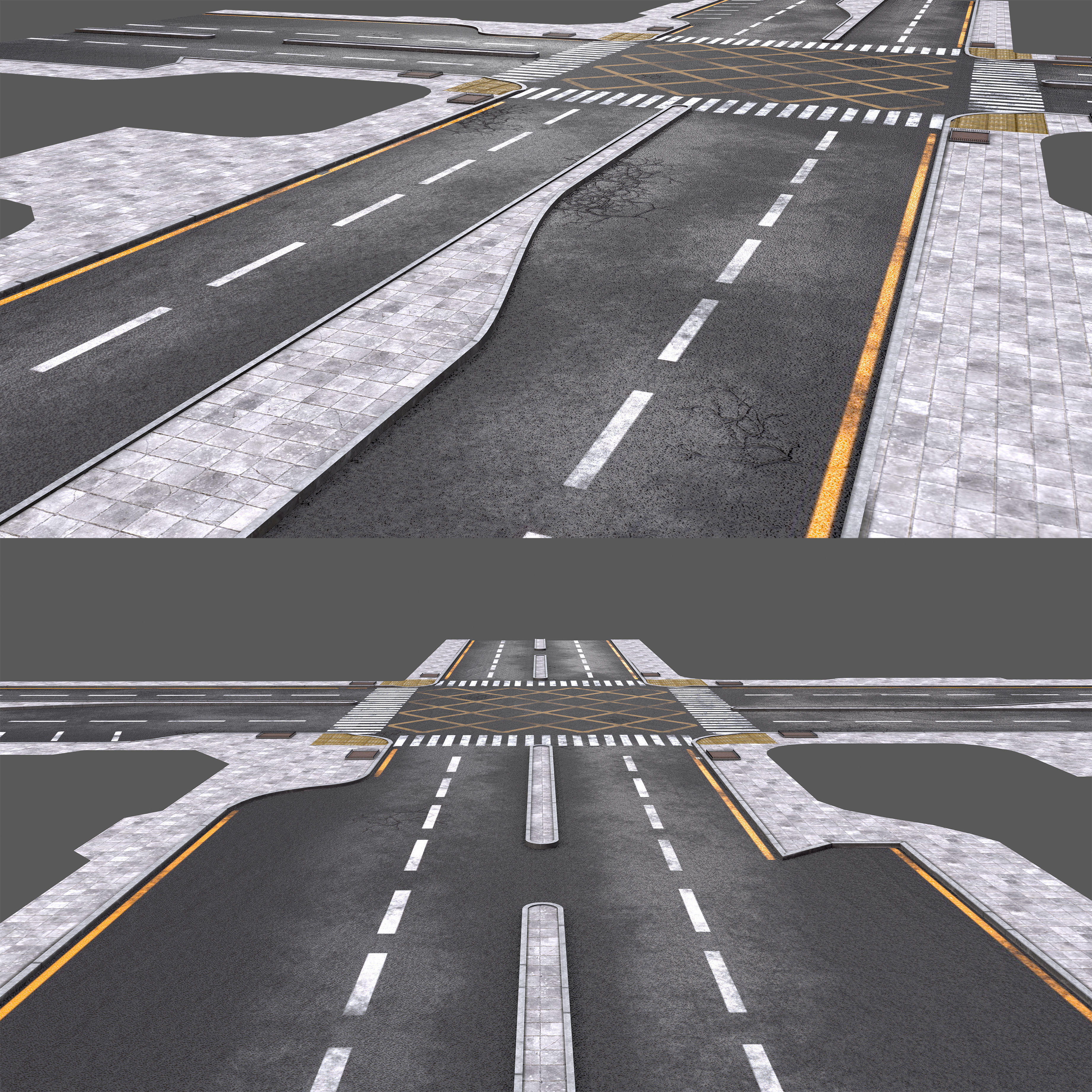 Road 01 Low-poly 3D model_2