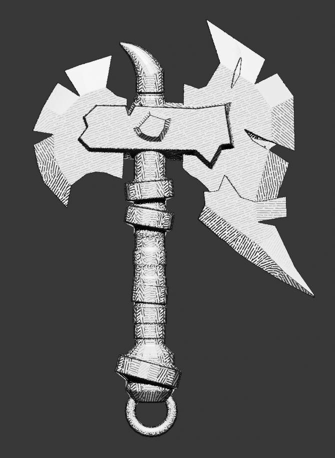 Axe Keychain  3D print model_13