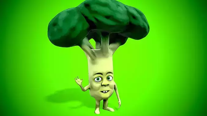 cartoon broccoli Low-poly 3D model