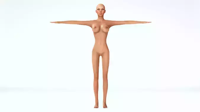 Realistic skinny girl character for game and animation