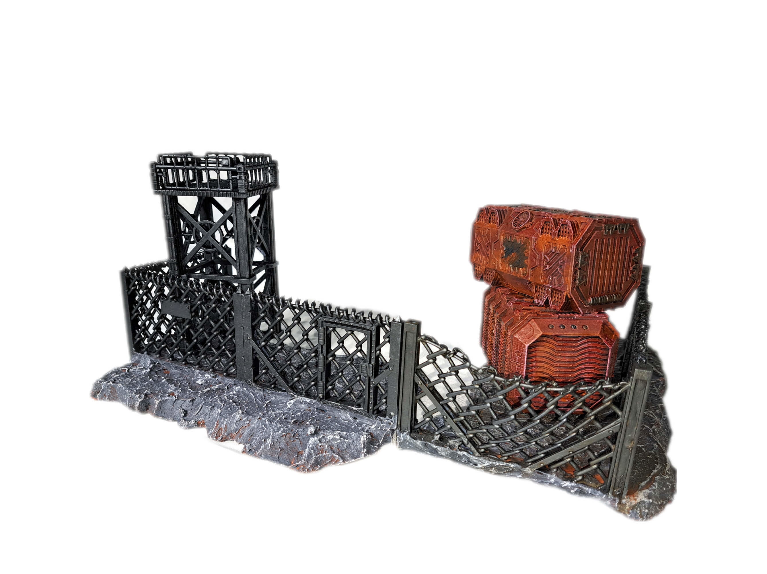 Industrial Chain Link Fences And Watch Towers 3D print model_45