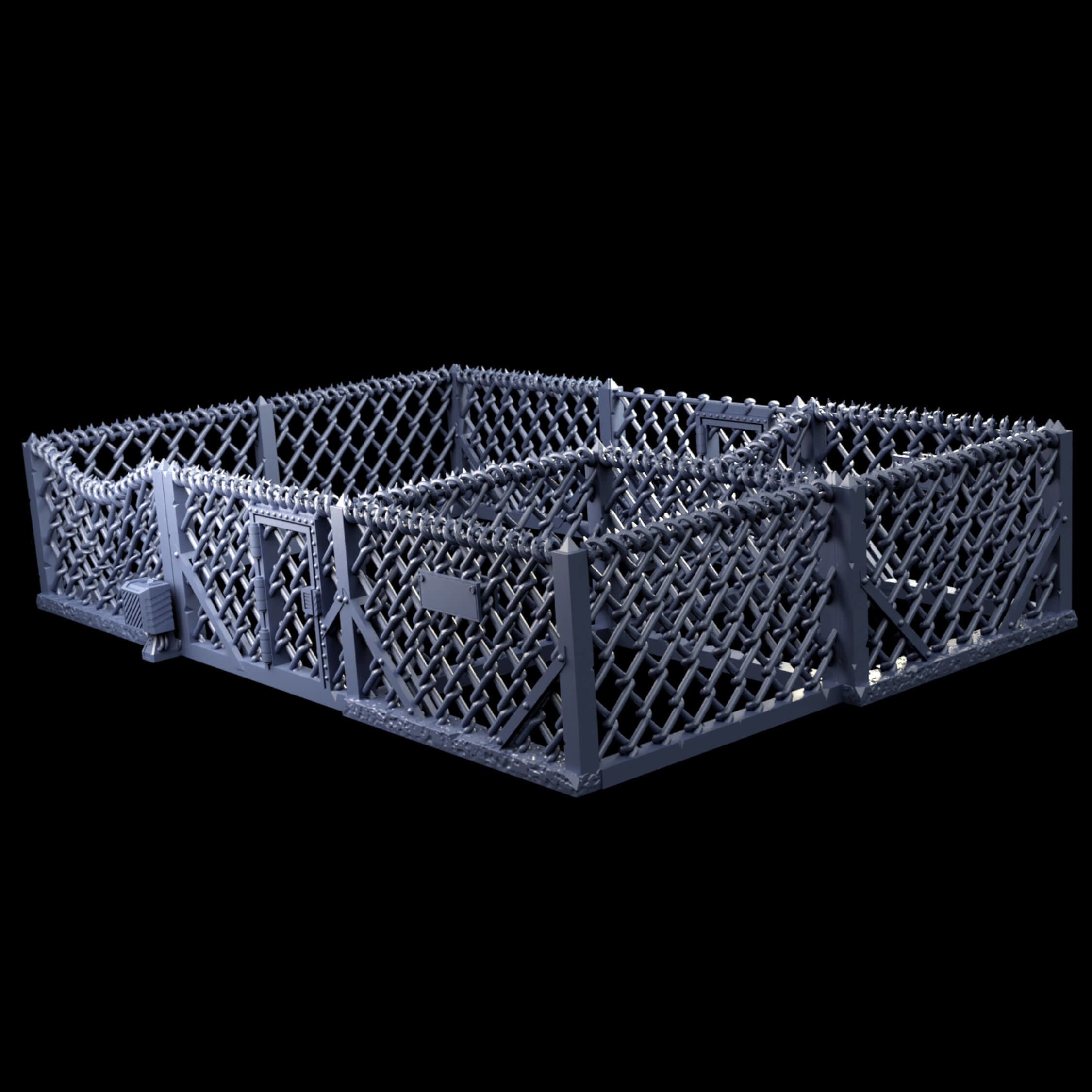 Industrial Chain Link Fences And Watch Towers 3D print model_26