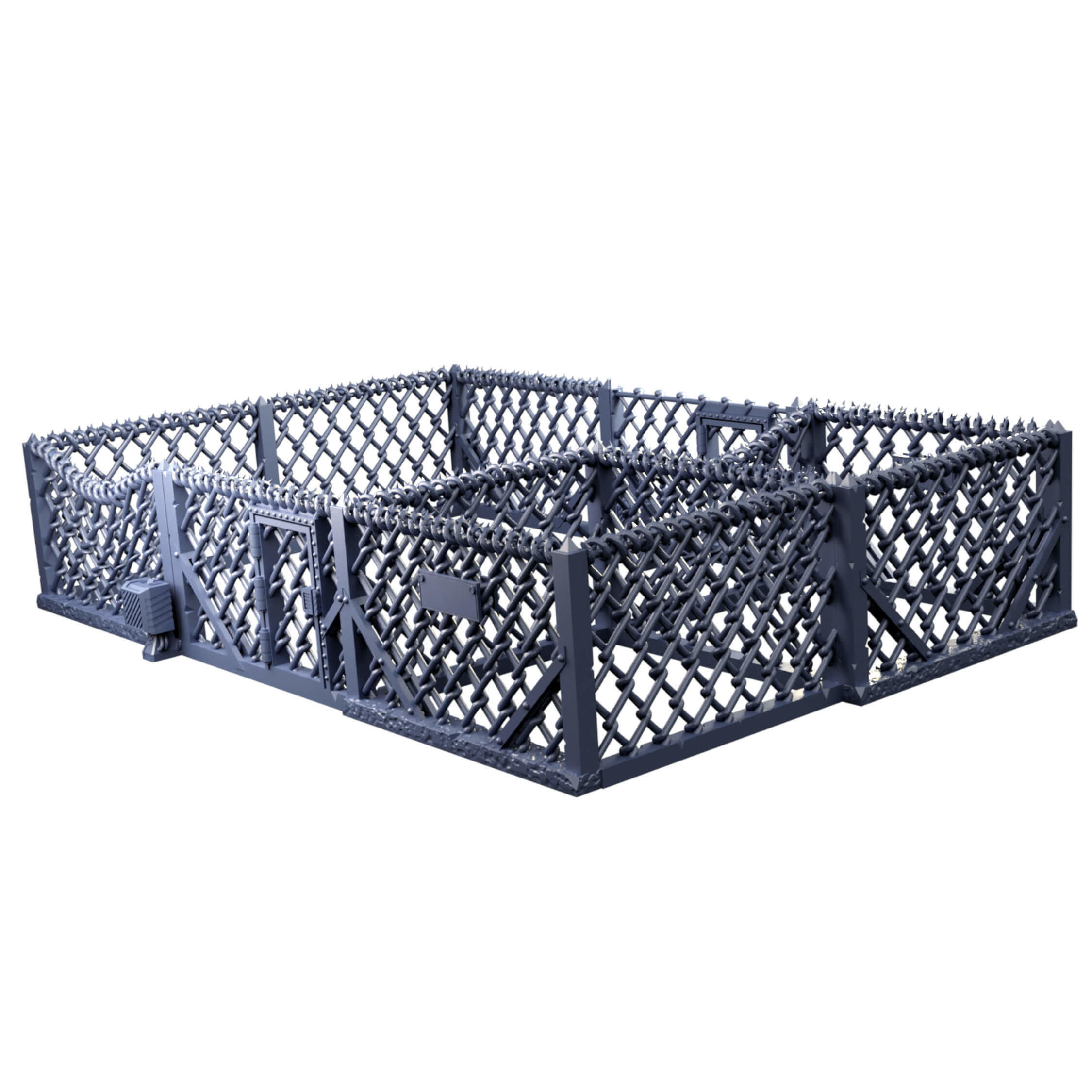 Industrial Chain Link Fences And Watch Towers 3D print model_24