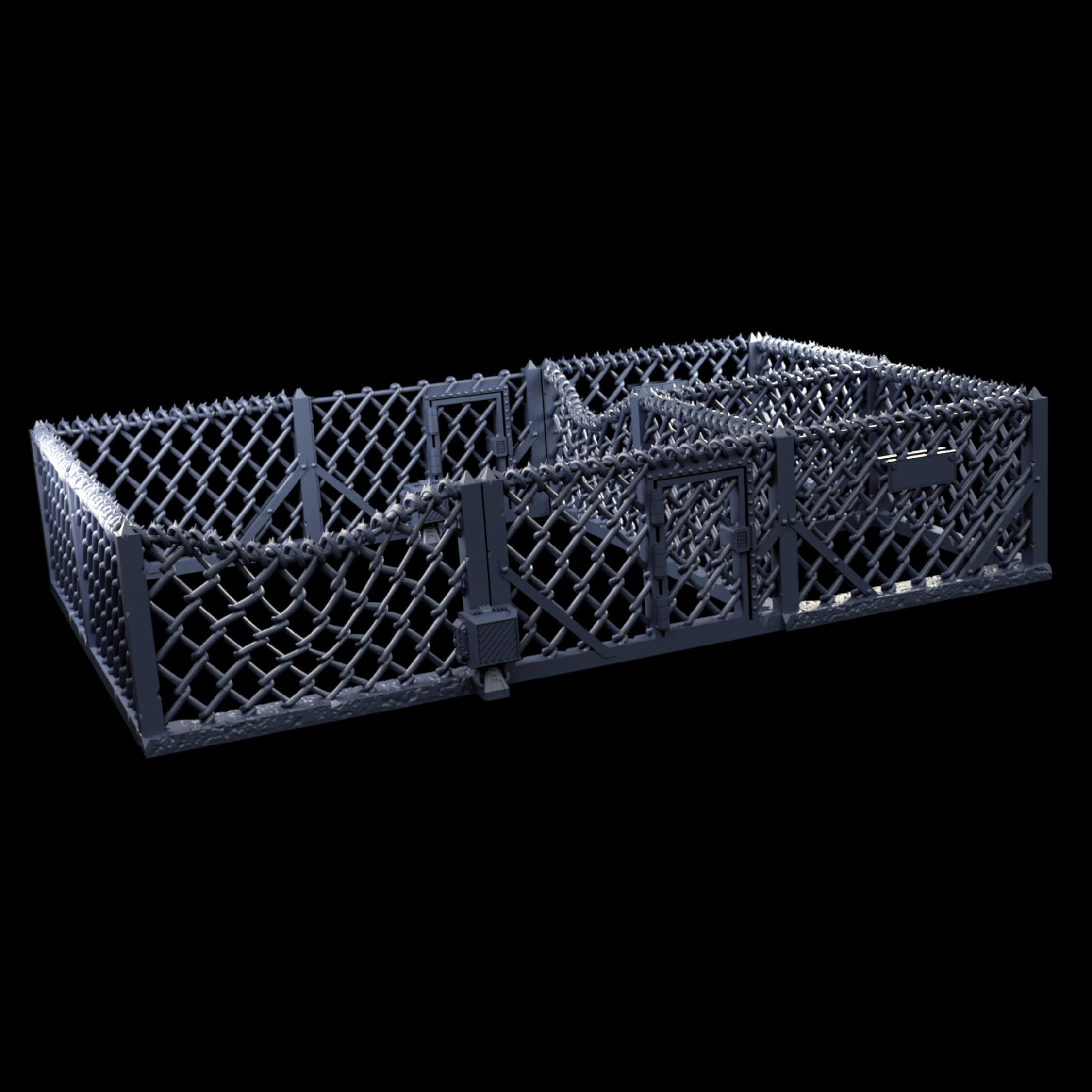 Industrial Chain Link Fences And Watch Towers 3D print model_29