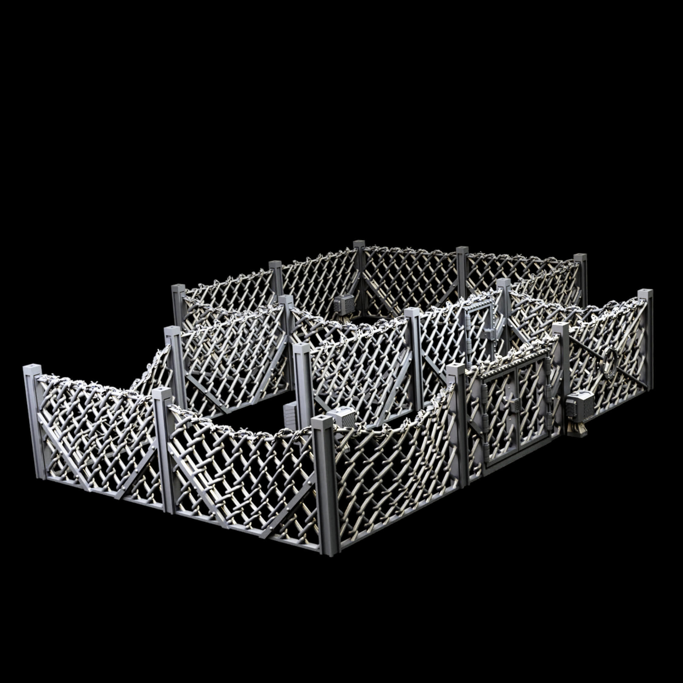 Industrial Chain Link Fences And Watch Towers 3D print model_8