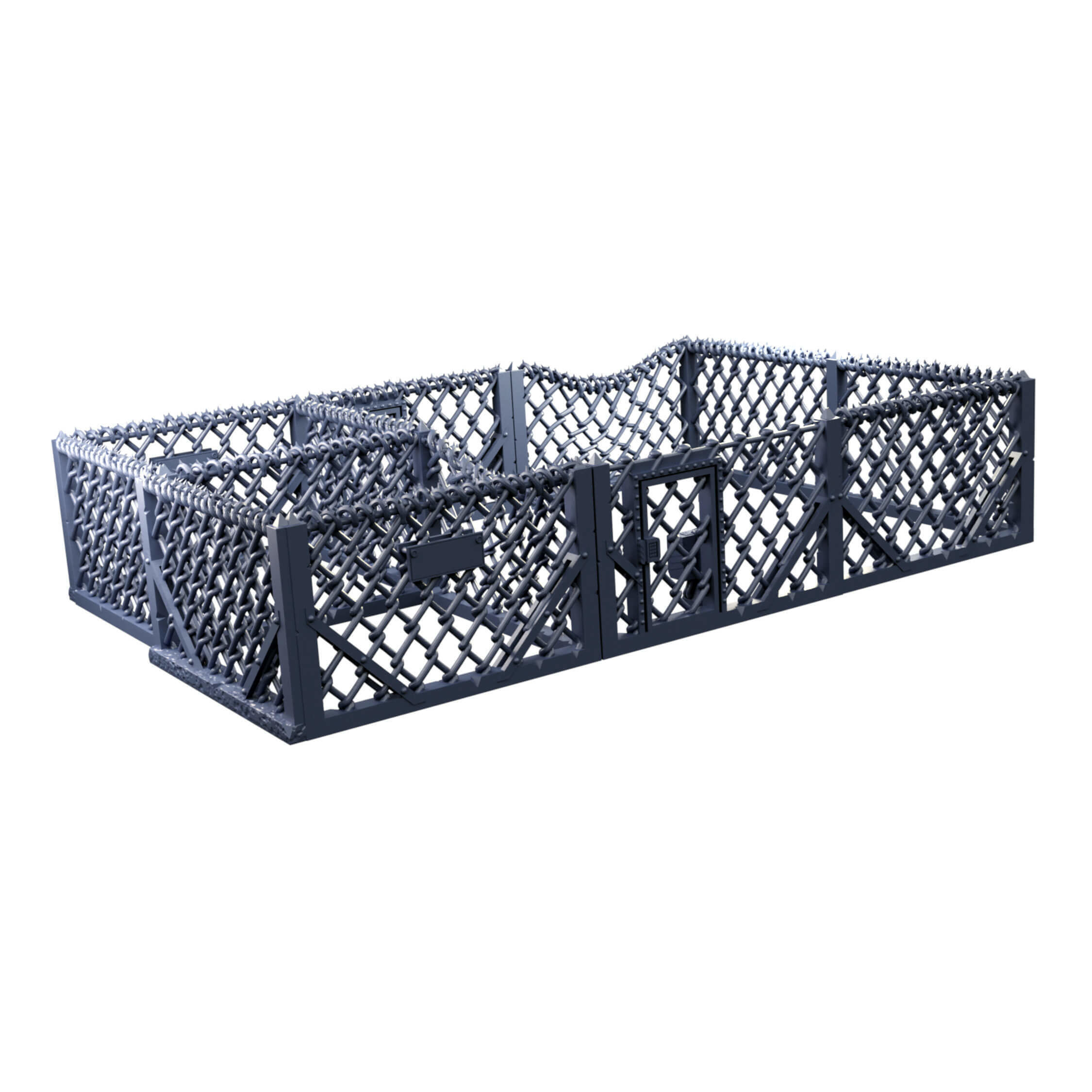 Industrial Chain Link Fences And Watch Towers 3D print model_15