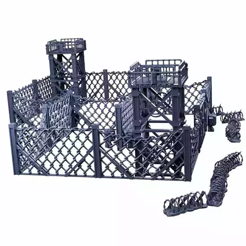 Industrial Chain Link Fences And Watch Towers 3D print model