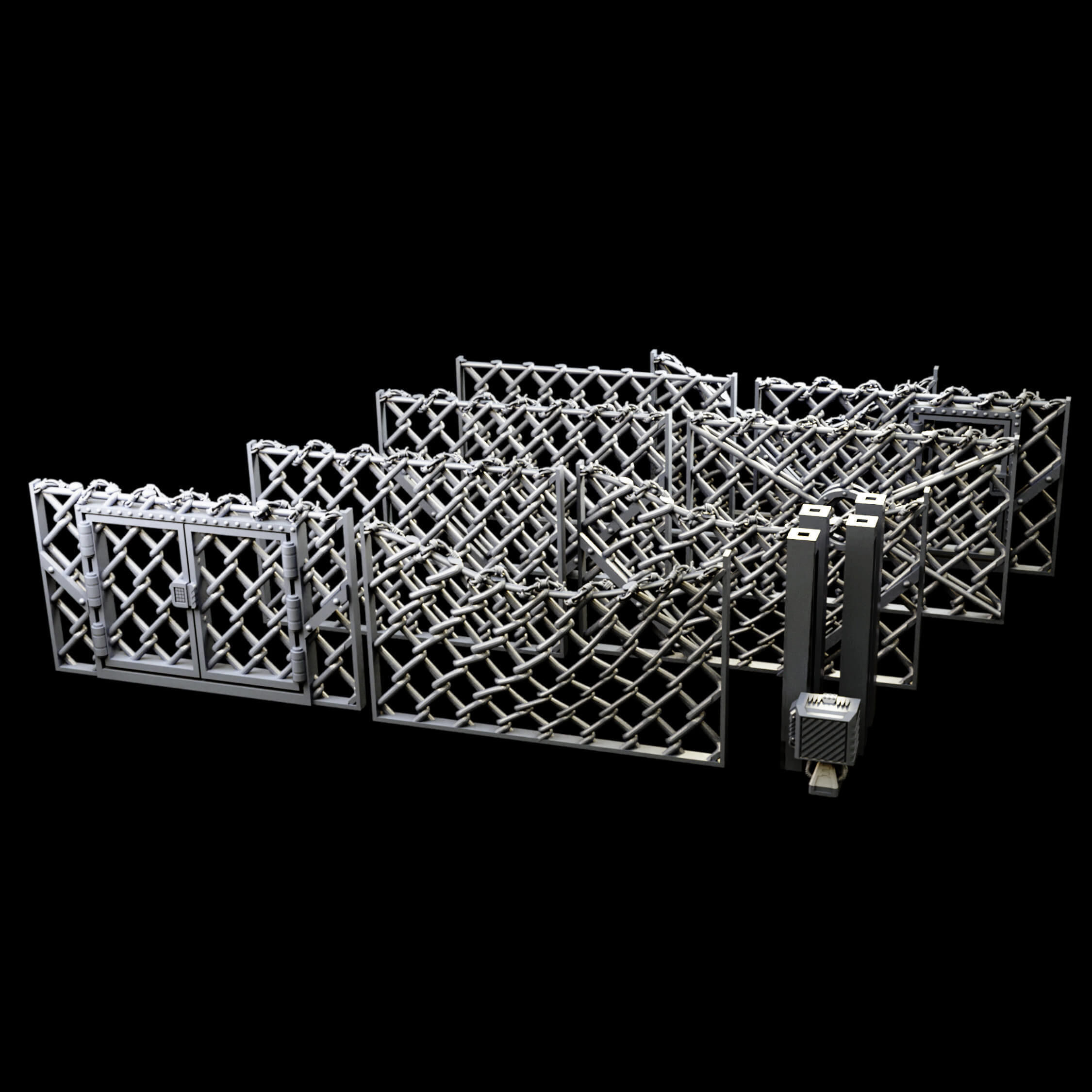 Industrial Chain Link Fences And Watch Towers 3D print model_5