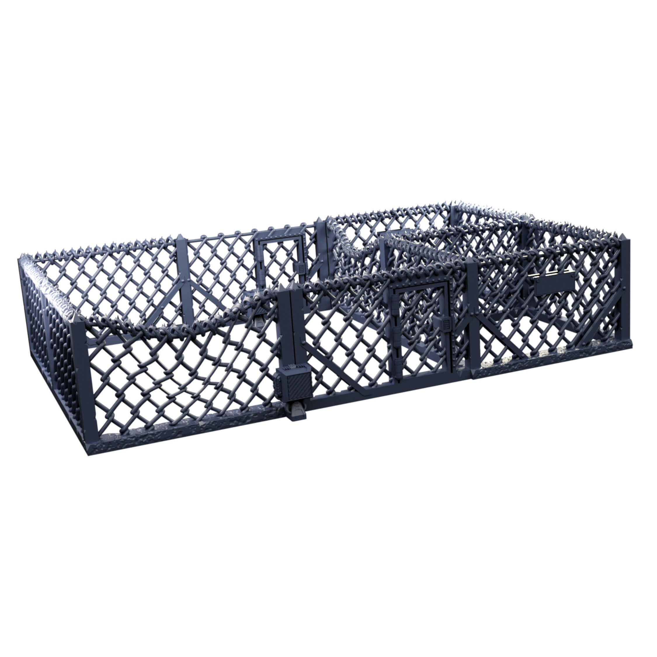 Industrial Chain Link Fences And Watch Towers 3D print model_10