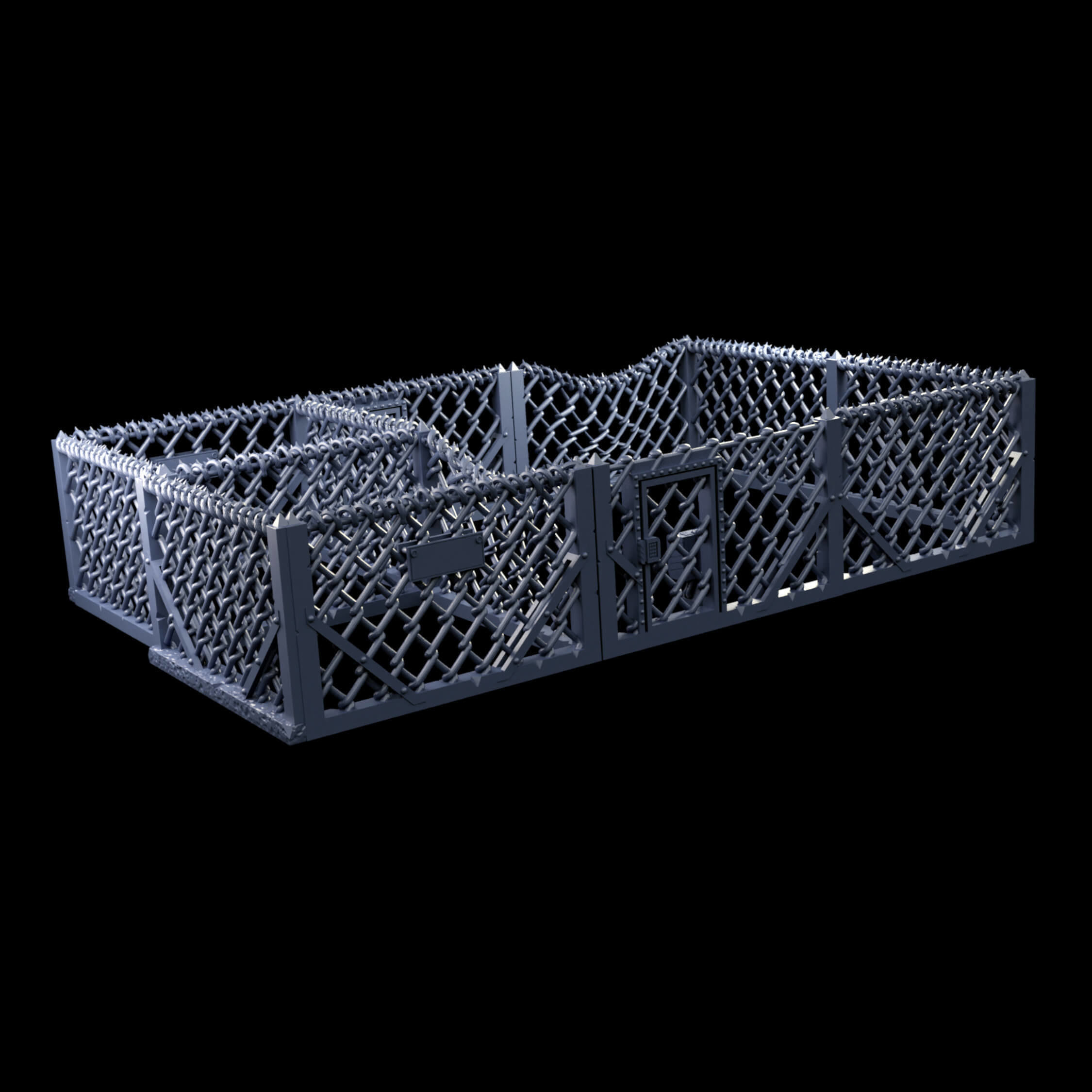 Industrial Chain Link Fences And Watch Towers 3D print model_16