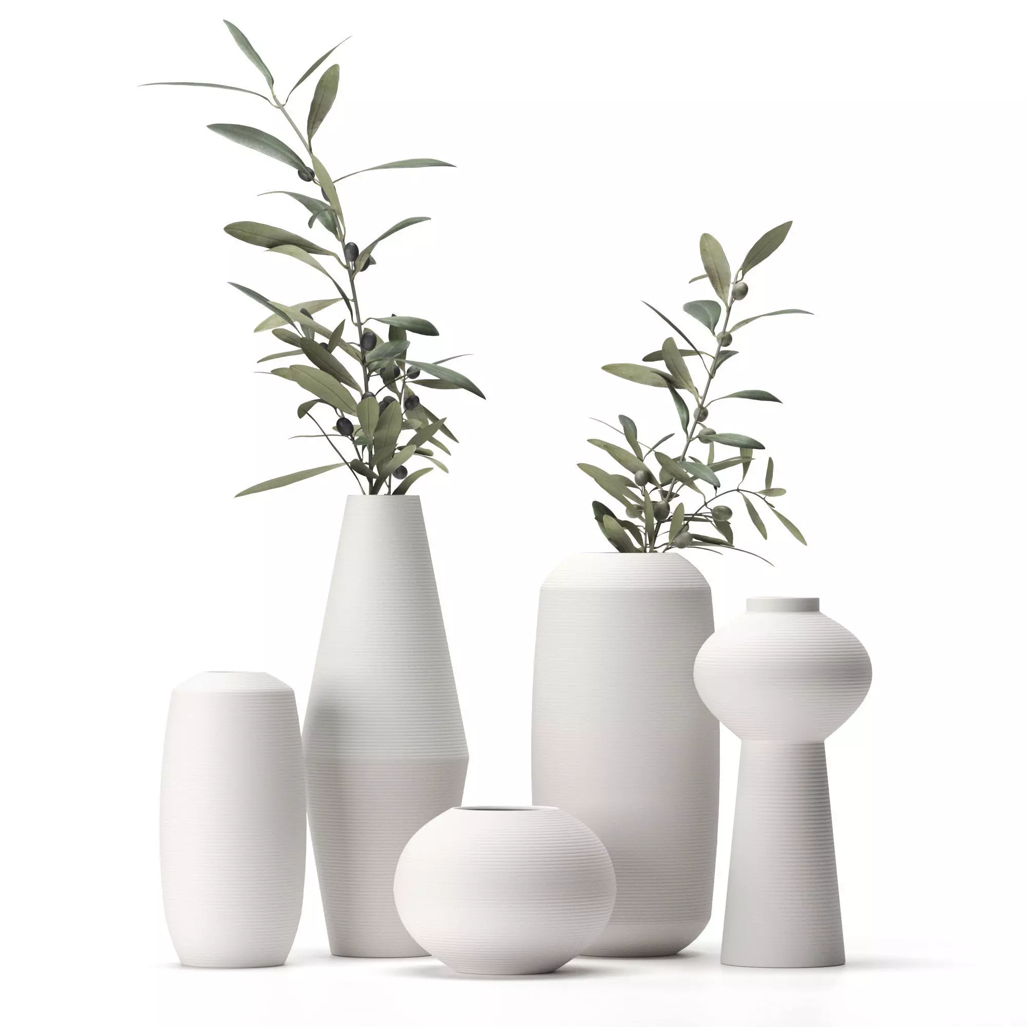 Olive branches in a vase set1 3D model
