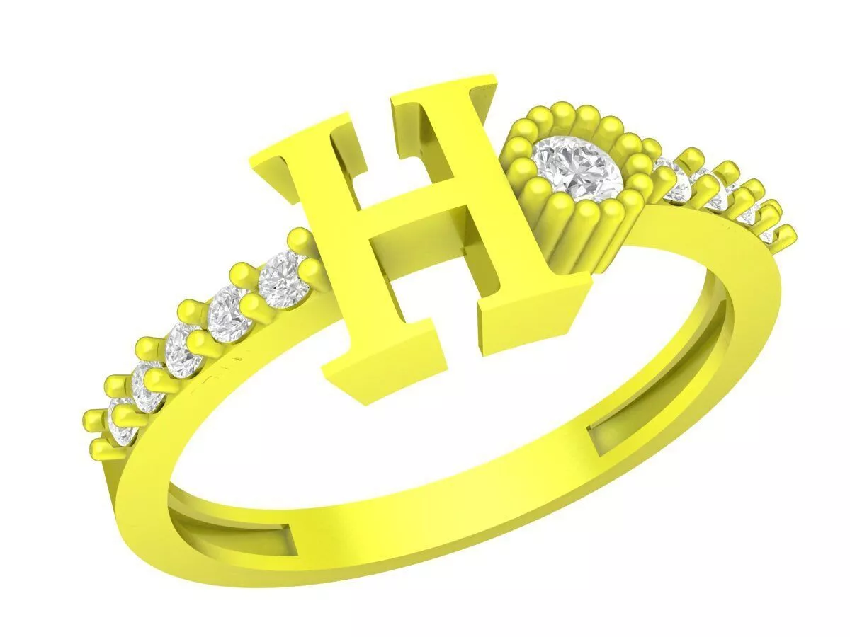 H Design Rrings Letter H Diamond Ring 3D Model 4369 3D model 3D printable | CGTrader