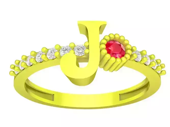 J letter diamond women ring 4370