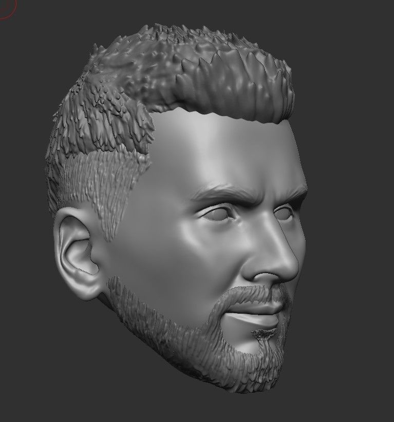 LIONEL MESSI LEGENDARY HEAD WITH HAIR AND BEARD FOR PRINT 3D print model_3