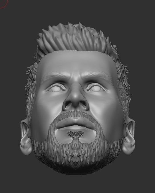 LIONEL MESSI LEGENDARY HEAD WITH HAIR AND BEARD FOR PRINT 3D print model_8