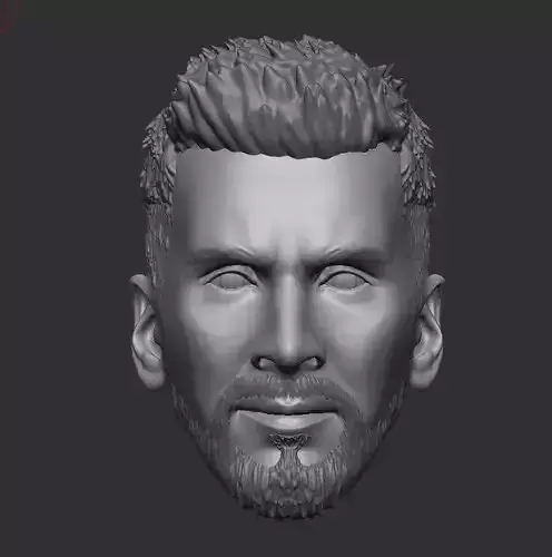 LIONEL MESSI LEGENDARY HEAD WITH HAIR AND BEARD FOR PRINT