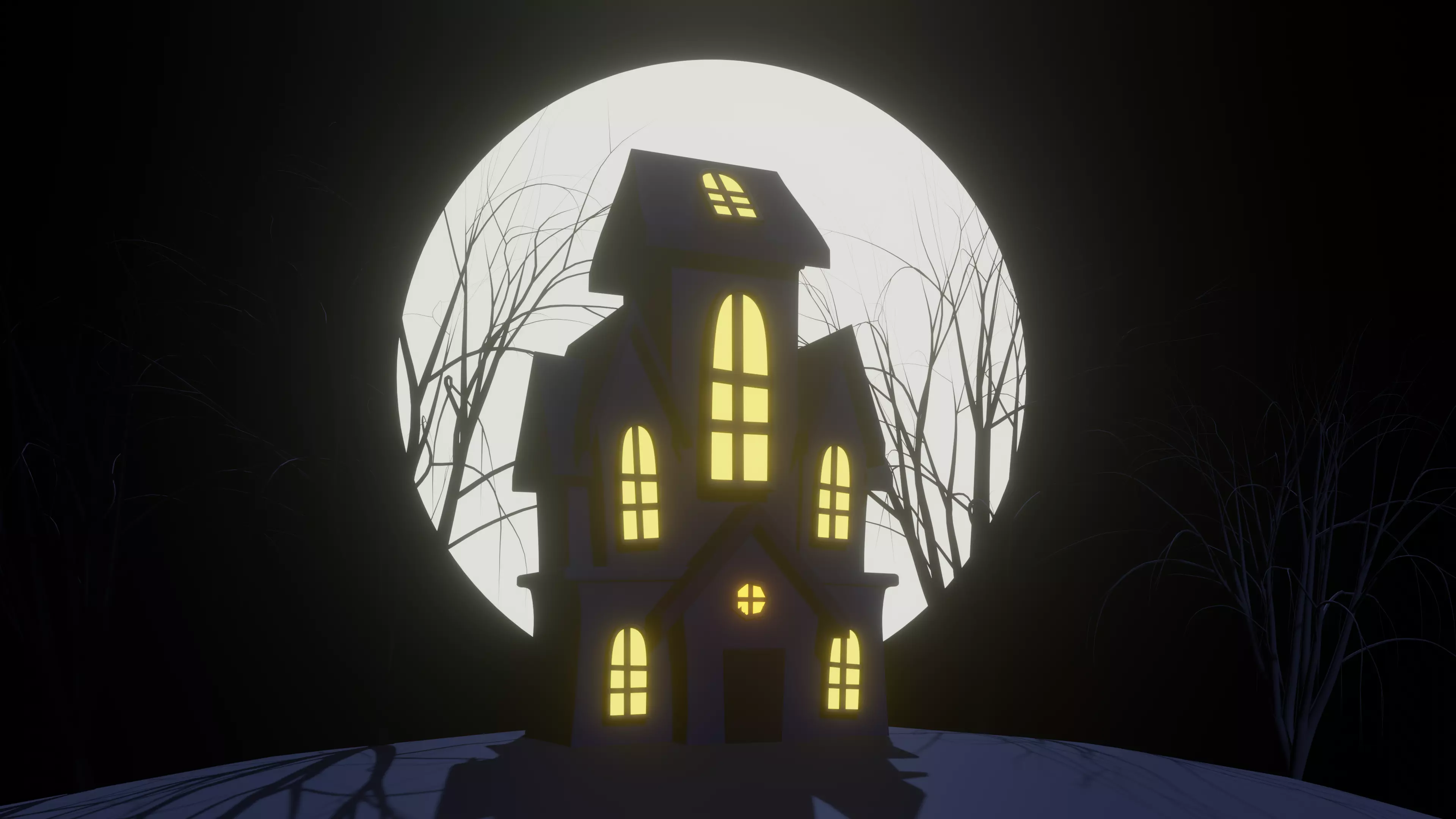 Low Poly Spooky House Low-poly 3D model