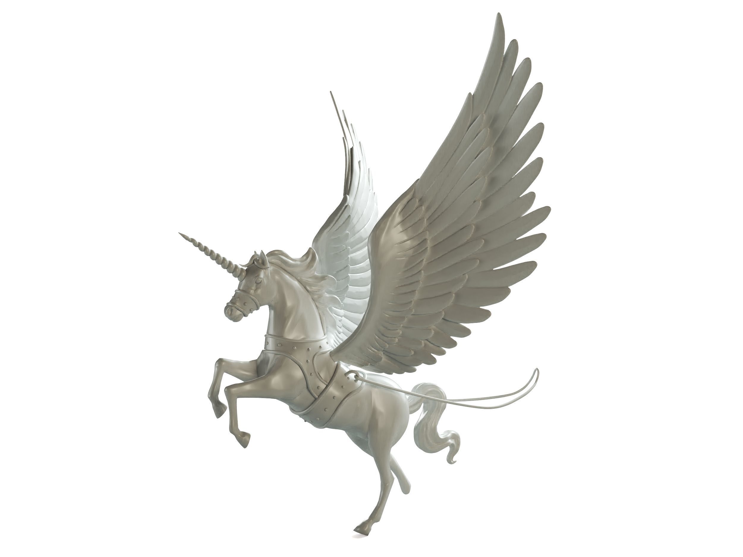 statue of unicorn with wings 3D print model_5