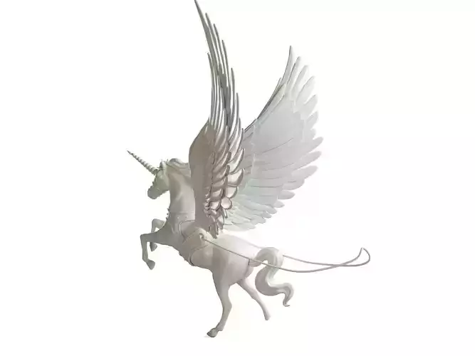 statue of unicorn with wings 3D print model