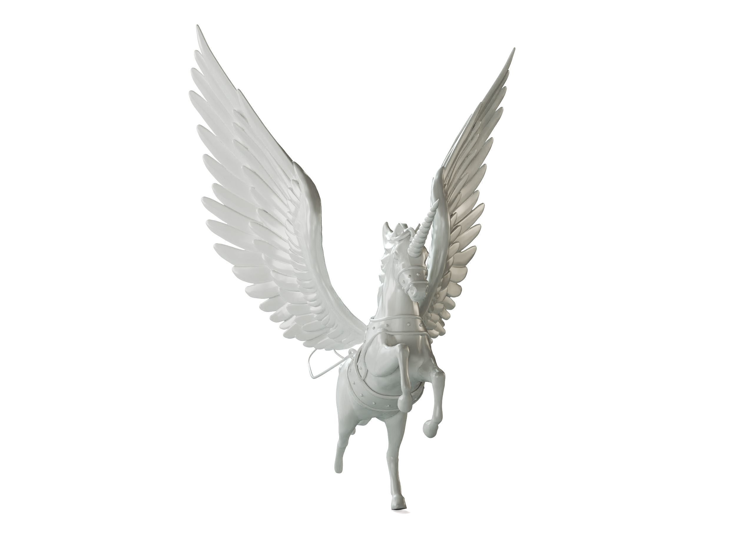 statue of unicorn with wings 3D print model_3