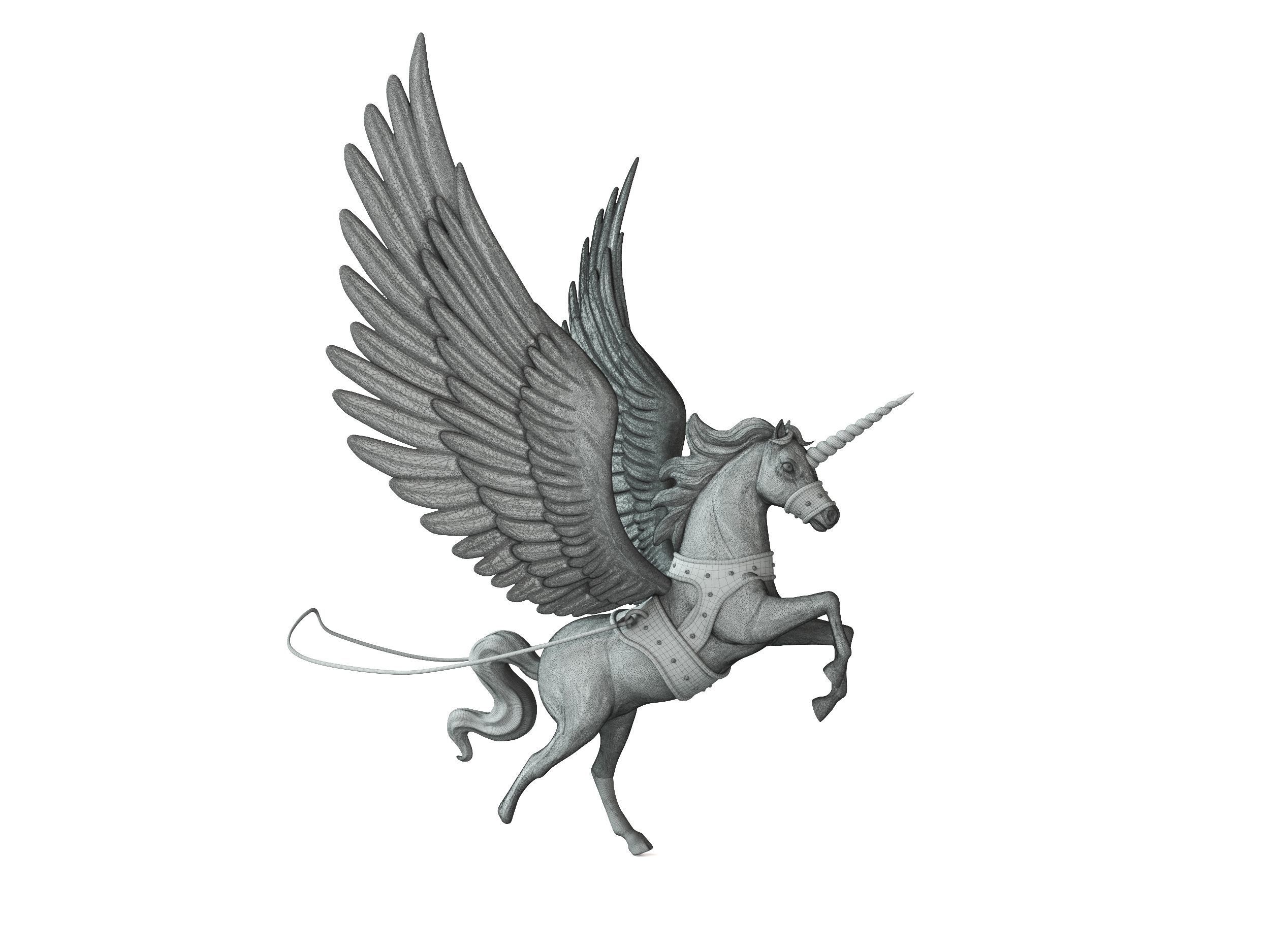 statue of unicorn with wings 3D print model_7