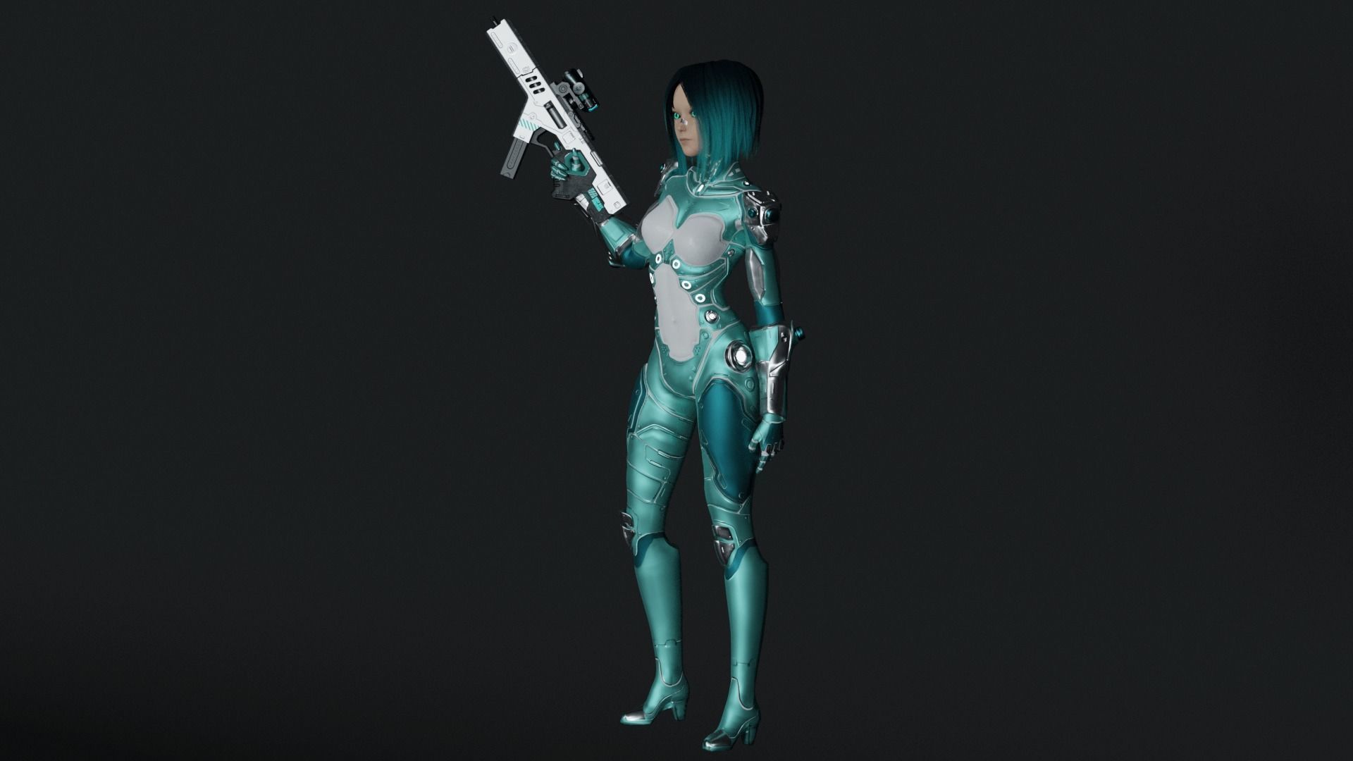 Sci-Fi Girl Game Ready Model Low-poly 3D model_11