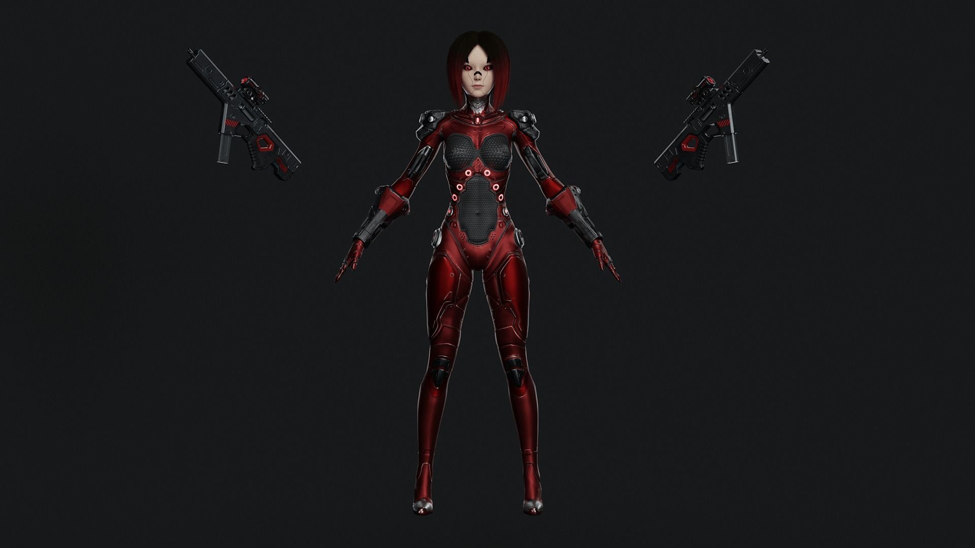 Sci-Fi Girl Game Ready Model Low-poly 3D model_6