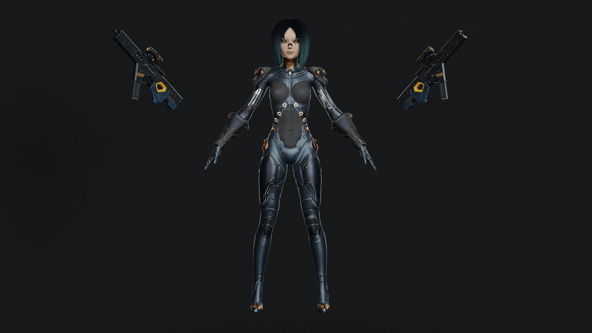 Sci-Fi Girl Game Ready Model Low-poly 3D model_7