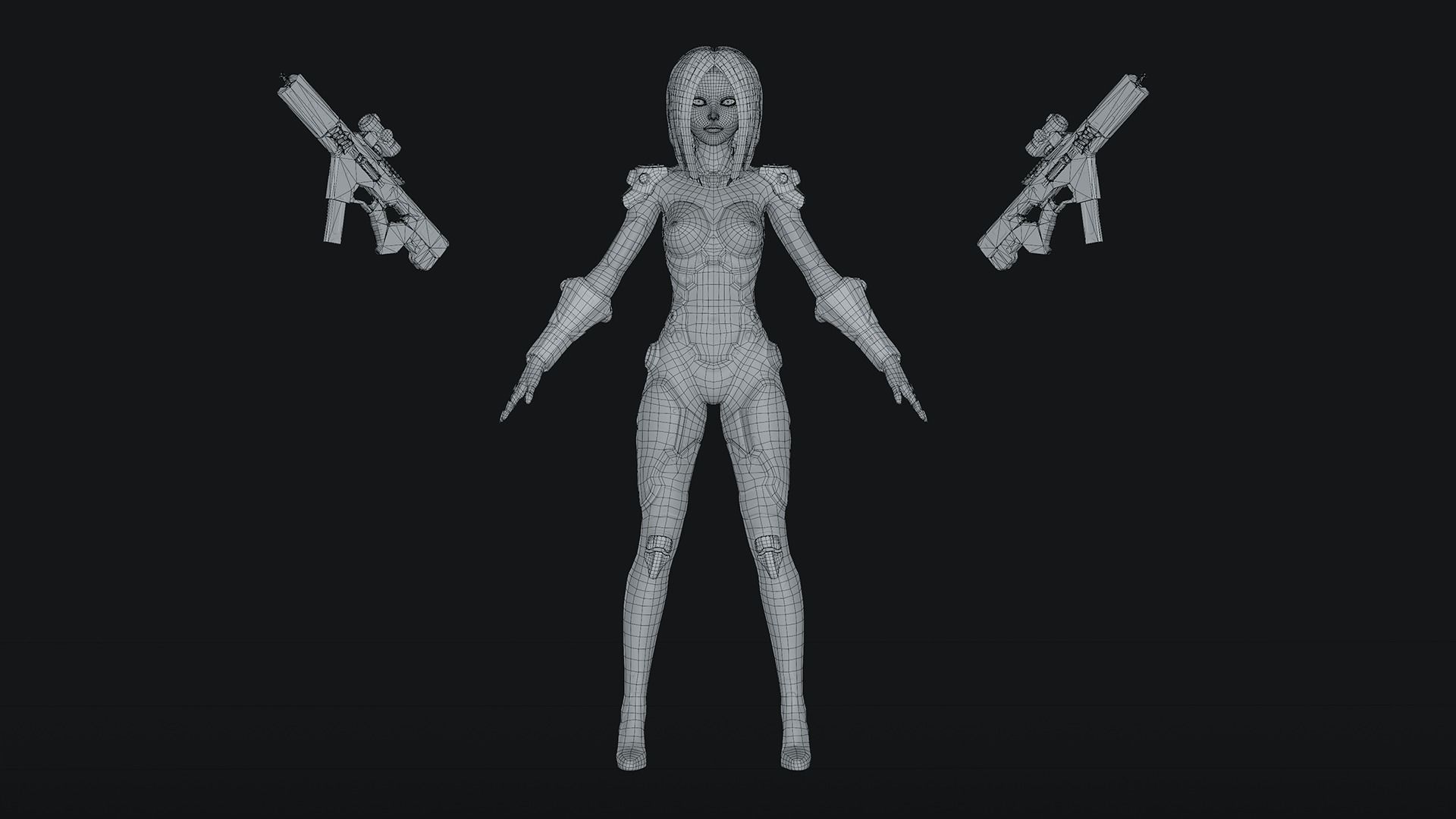 Sci-Fi Girl Game Ready Model Low-poly 3D model_12