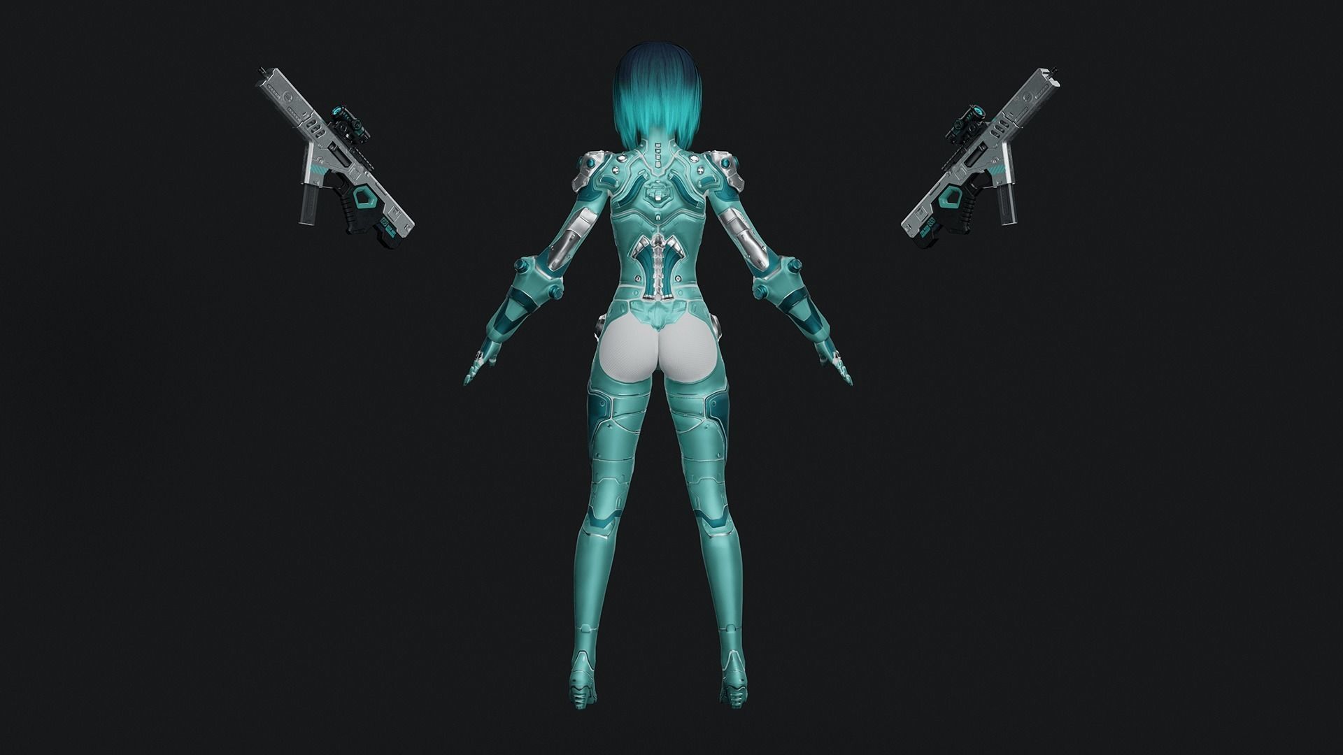 Sci-Fi Girl Game Ready Model Low-poly 3D model_9