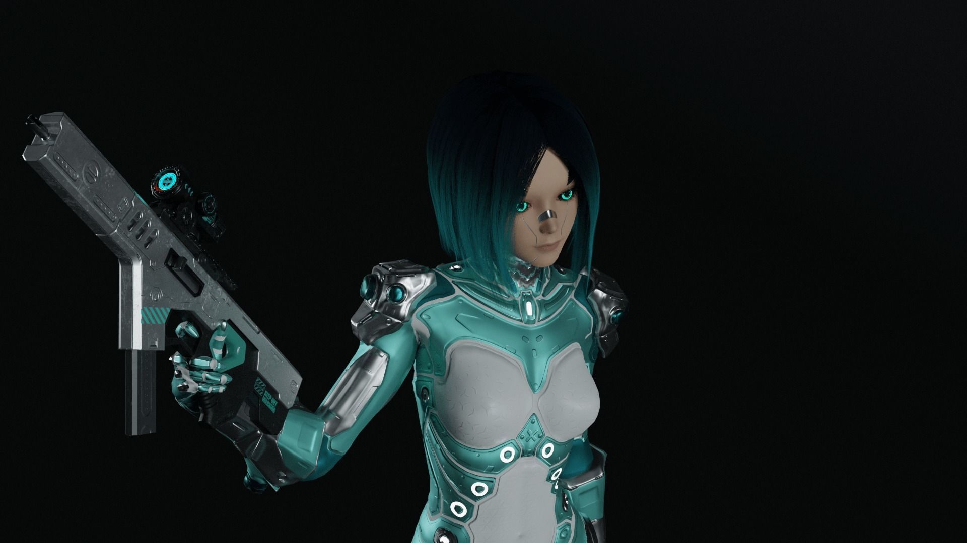 Sci-Fi Girl Game Ready Model Low-poly 3D model_4