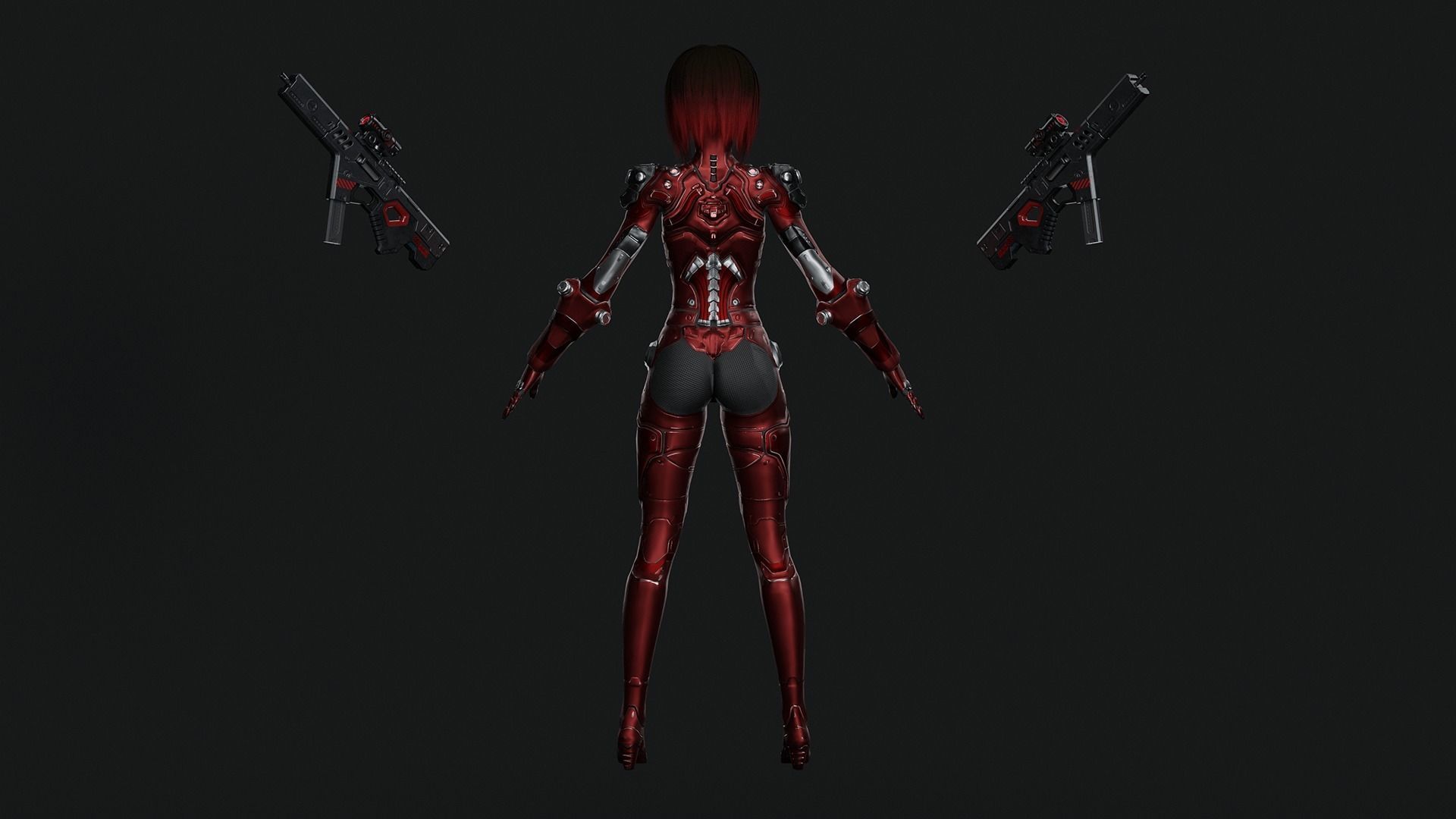 Sci-Fi Girl Game Ready Model Low-poly 3D model_5