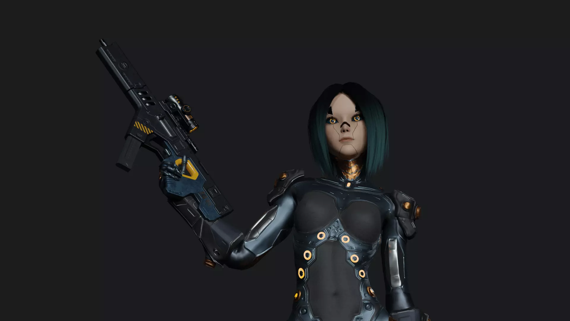 Sci-Fi Girl Game Ready Model Low-poly 3D model_0