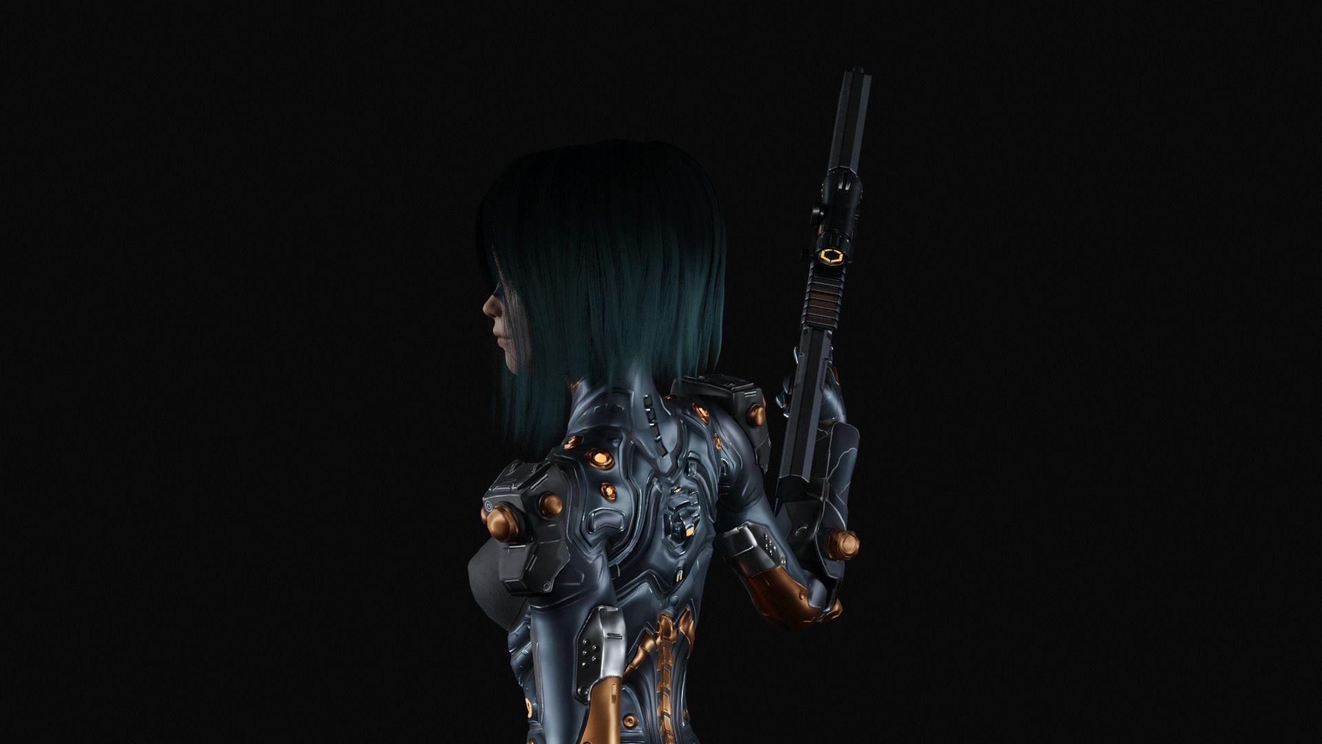 Sci-Fi Girl Game Ready Model Low-poly 3D model_3