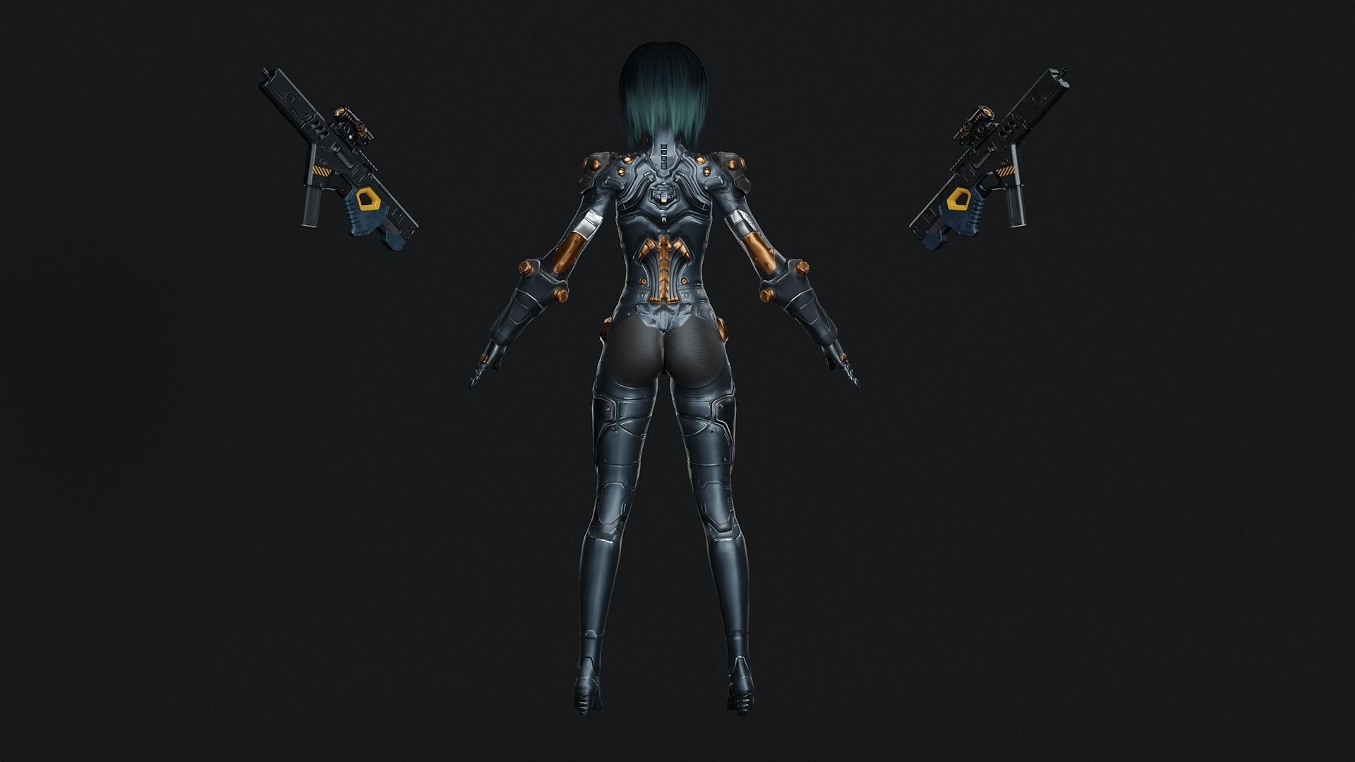 Sci-Fi Girl Game Ready Model Low-poly 3D model_8
