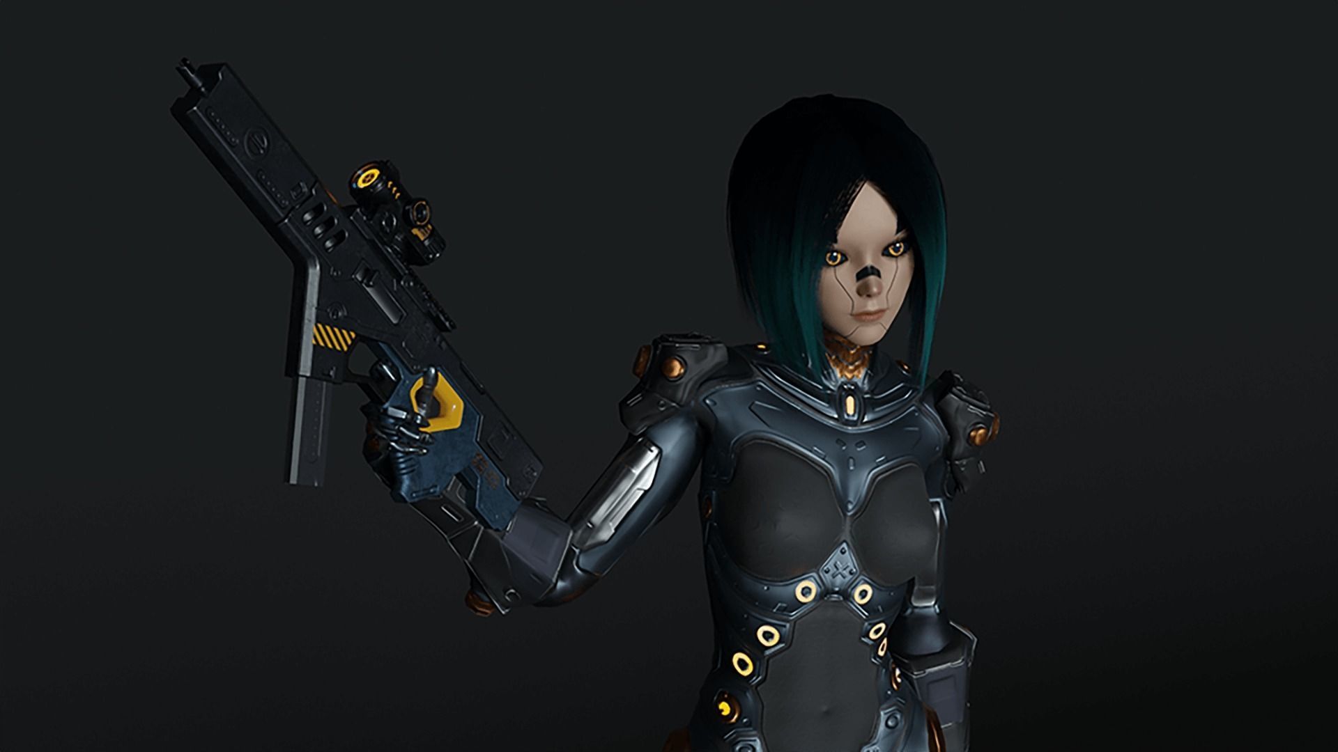 Sci-Fi Girl Game Ready Model Low-poly 3D model_2