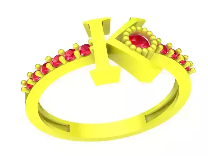 K letter diamond women ring 4371