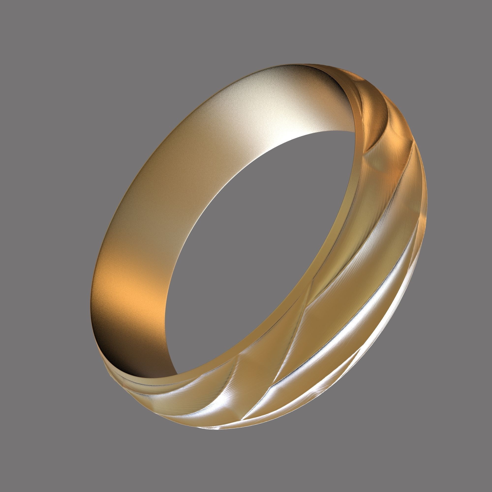 Unique Handmade Gold Ring in Various Finger Sizes 3D print model_7