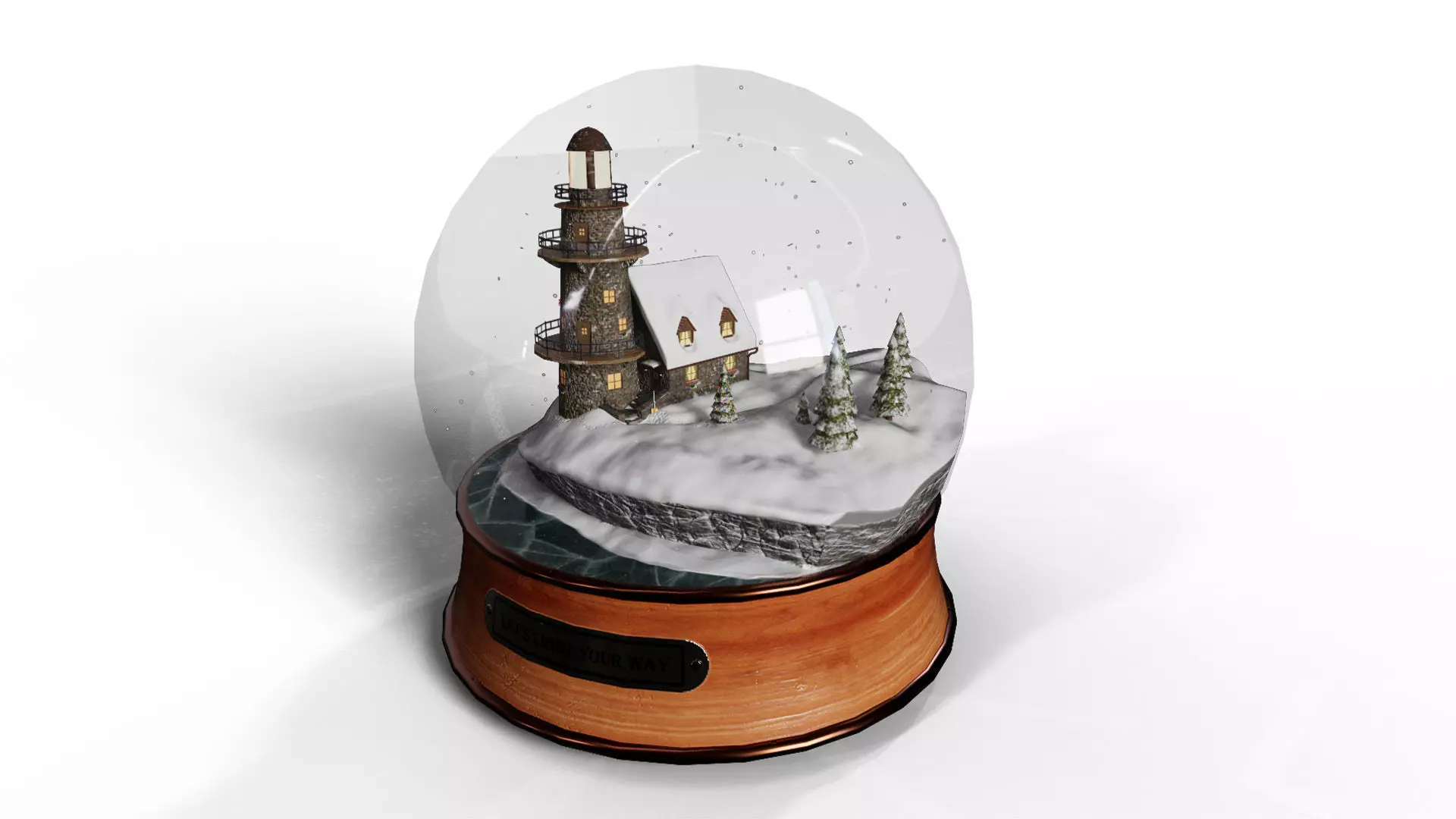 Christmas Snowglobe lighthouse PBR low poly 3D model_0