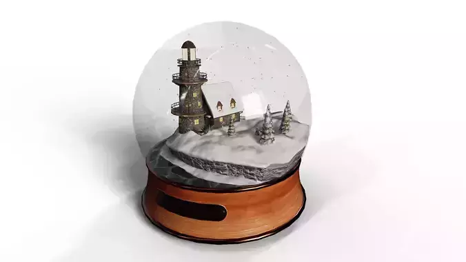 Christmas Snowglobe lighthouse PBR low poly 3D model