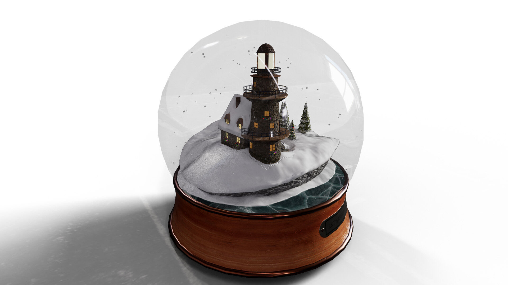 Christmas Snowglobe lighthouse PBR low poly 3D model_1