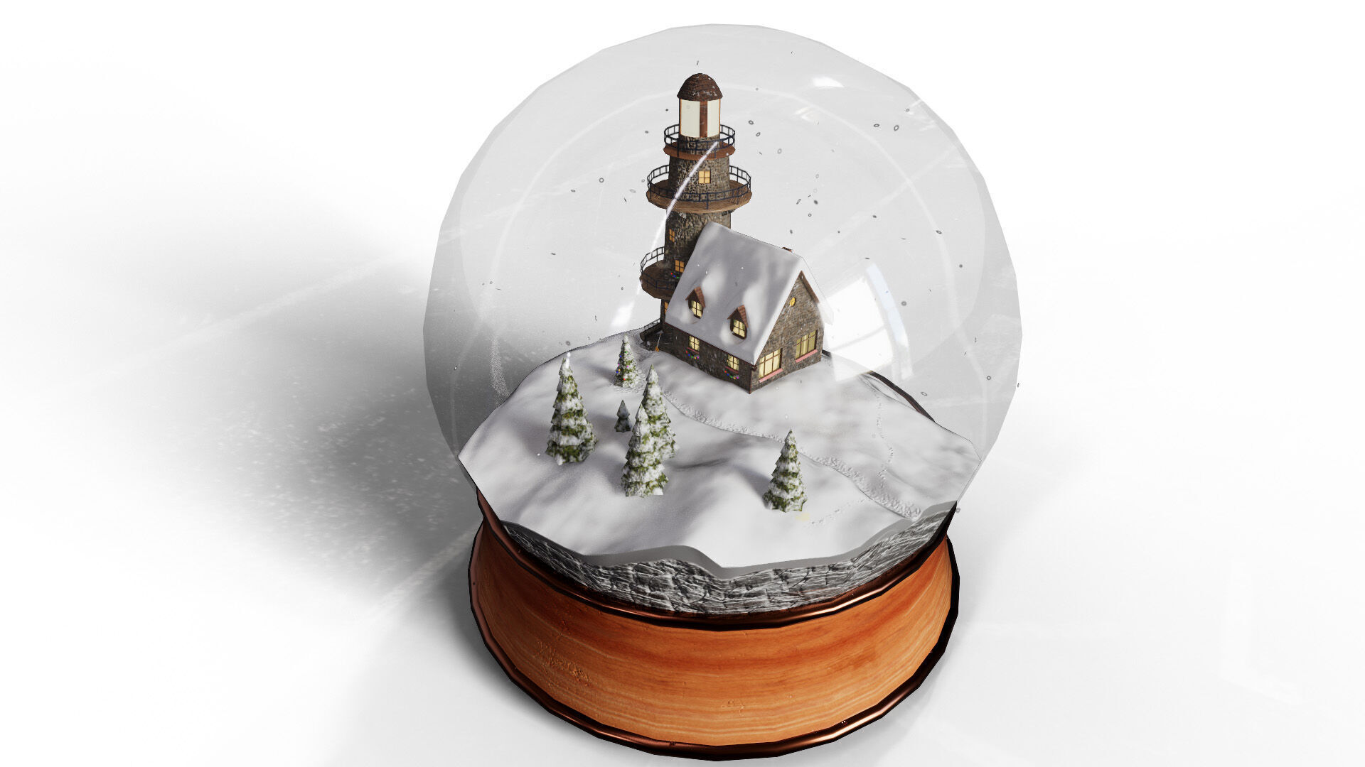 Christmas Snowglobe lighthouse PBR low poly 3D model_2
