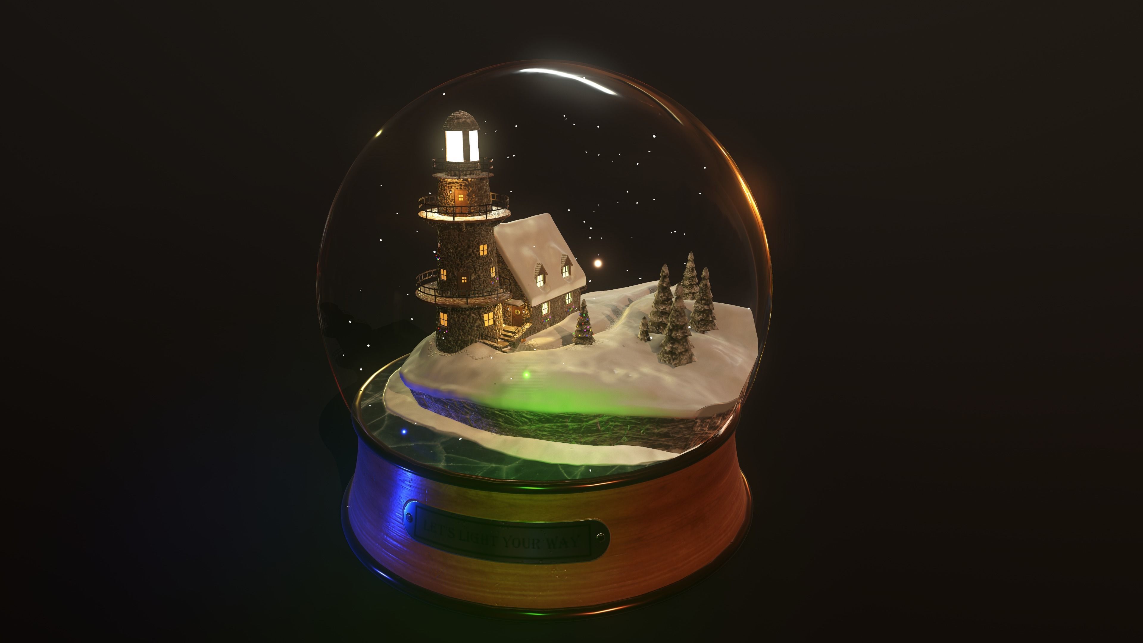 Christmas Snowglobe lighthouse PBR low poly 3D model_4