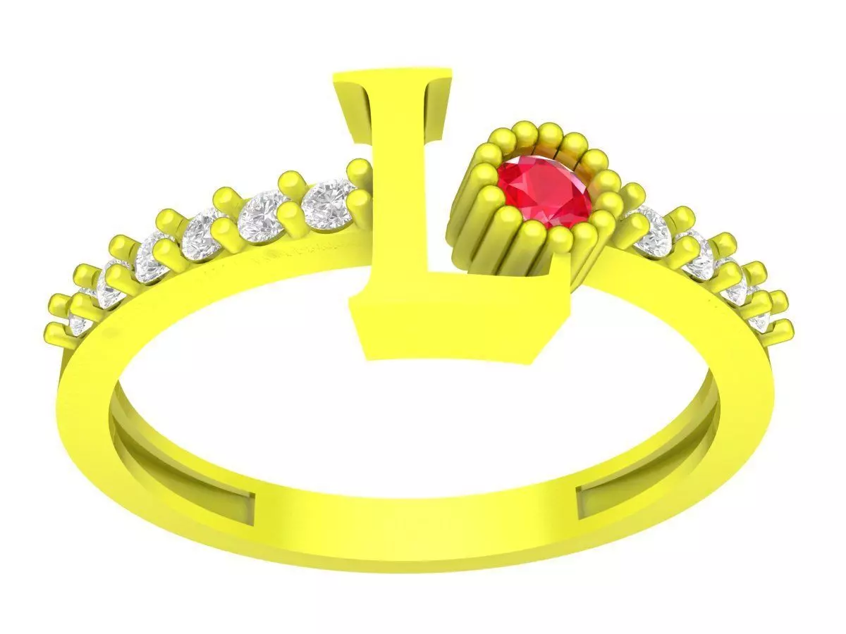 Elegant Initial Letter I Ring for Women Jewelry 3D Model 4372 3D print model