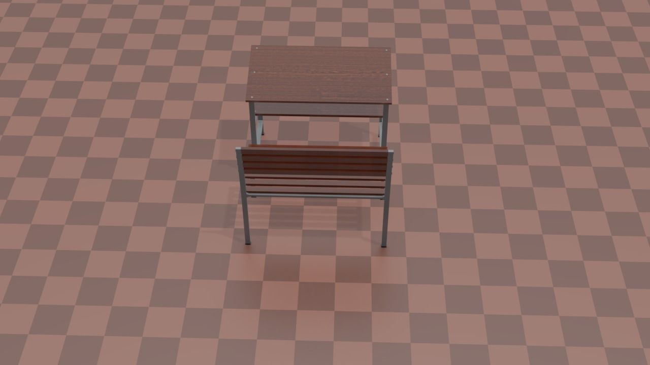 bench3 school chair Low-poly 3D model_6