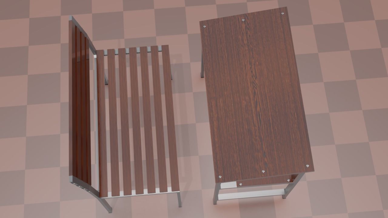 bench3 school chair Low-poly 3D model_10
