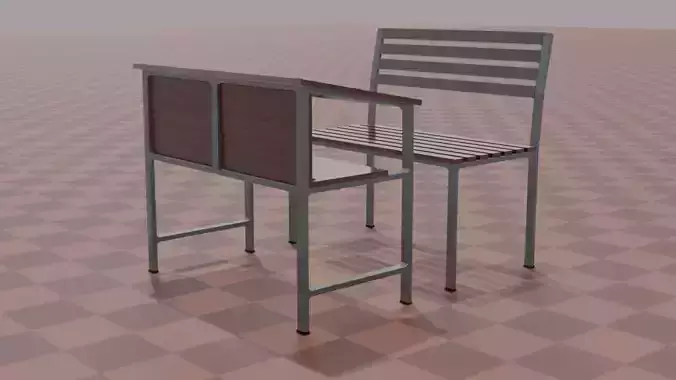 bench3 school chair Low-poly 3D model